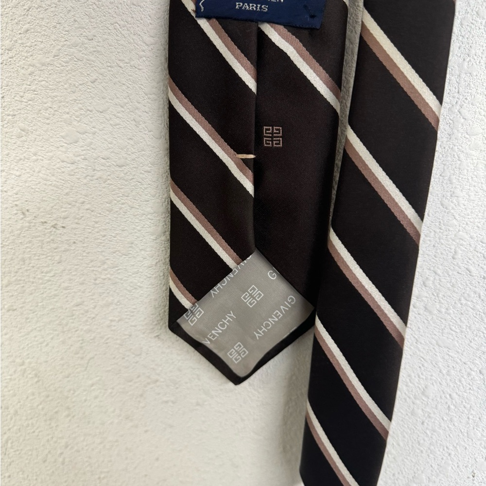 Givenchy Brown and White Striped Tie